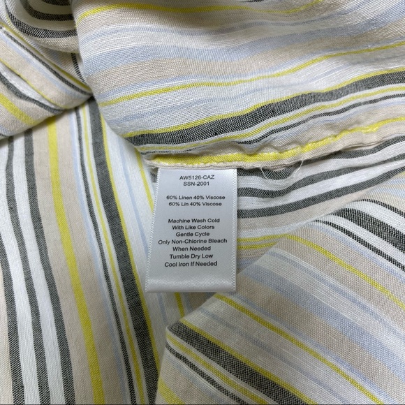 ATM Anthony Thomas Melillo Button Down Boyfriend Shirt Yellow Linen Size Medium - Picture 7 of 8